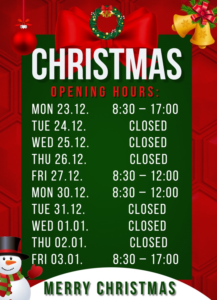 Christmas 2024 opening hours